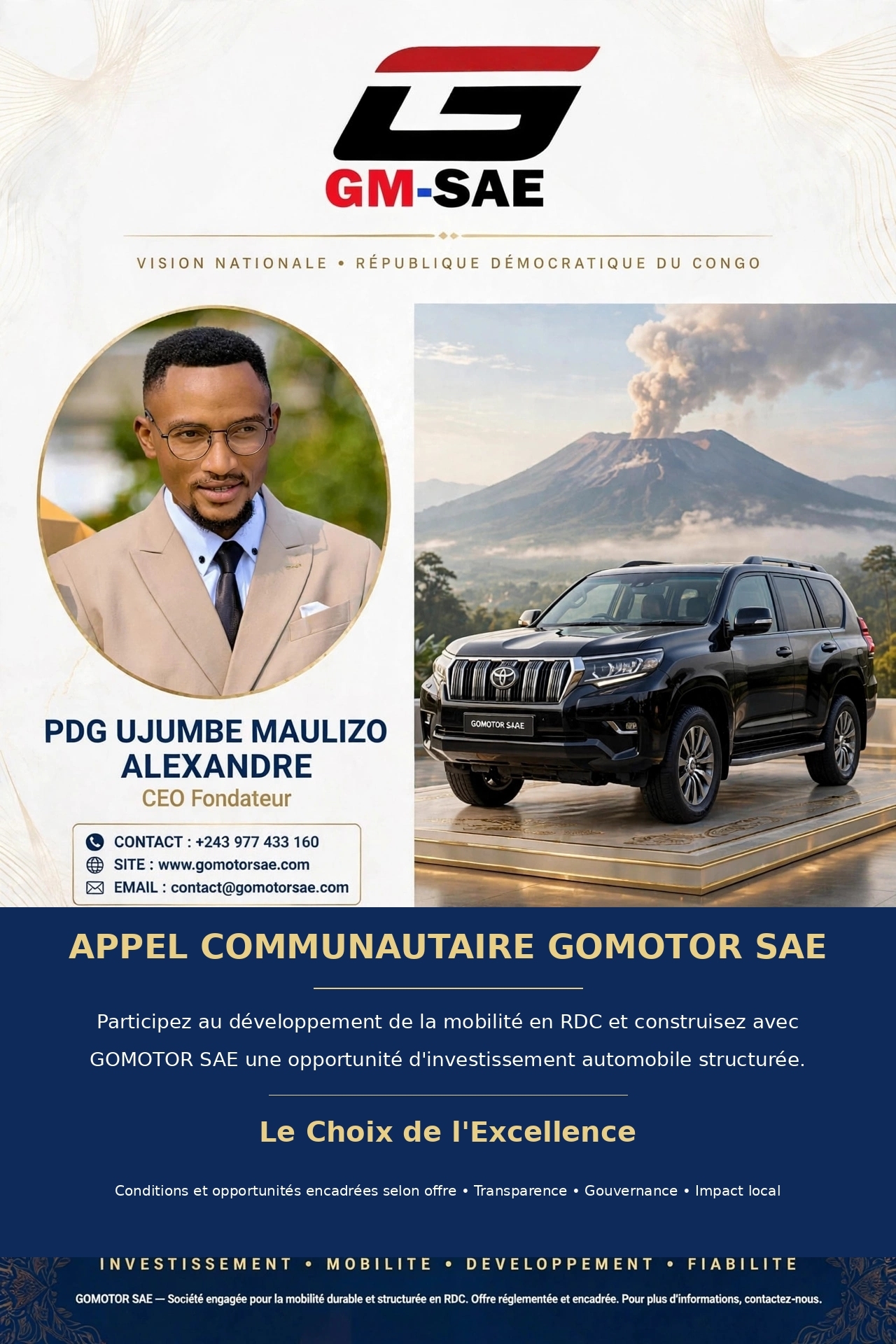GOMOTOR SAE : une nouvelle vision de la mobilité et de l’investissement automobile en République Démocratique du Congo